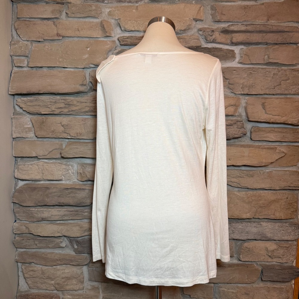 Banana Republic Cream Long Sleeve Top with Ruffle Detail Size L - Picture 4 of 10